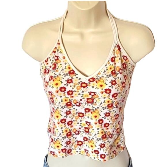 H&M Women's Floral Halter Top Cropped Top size Small - Picture 2 of 6
